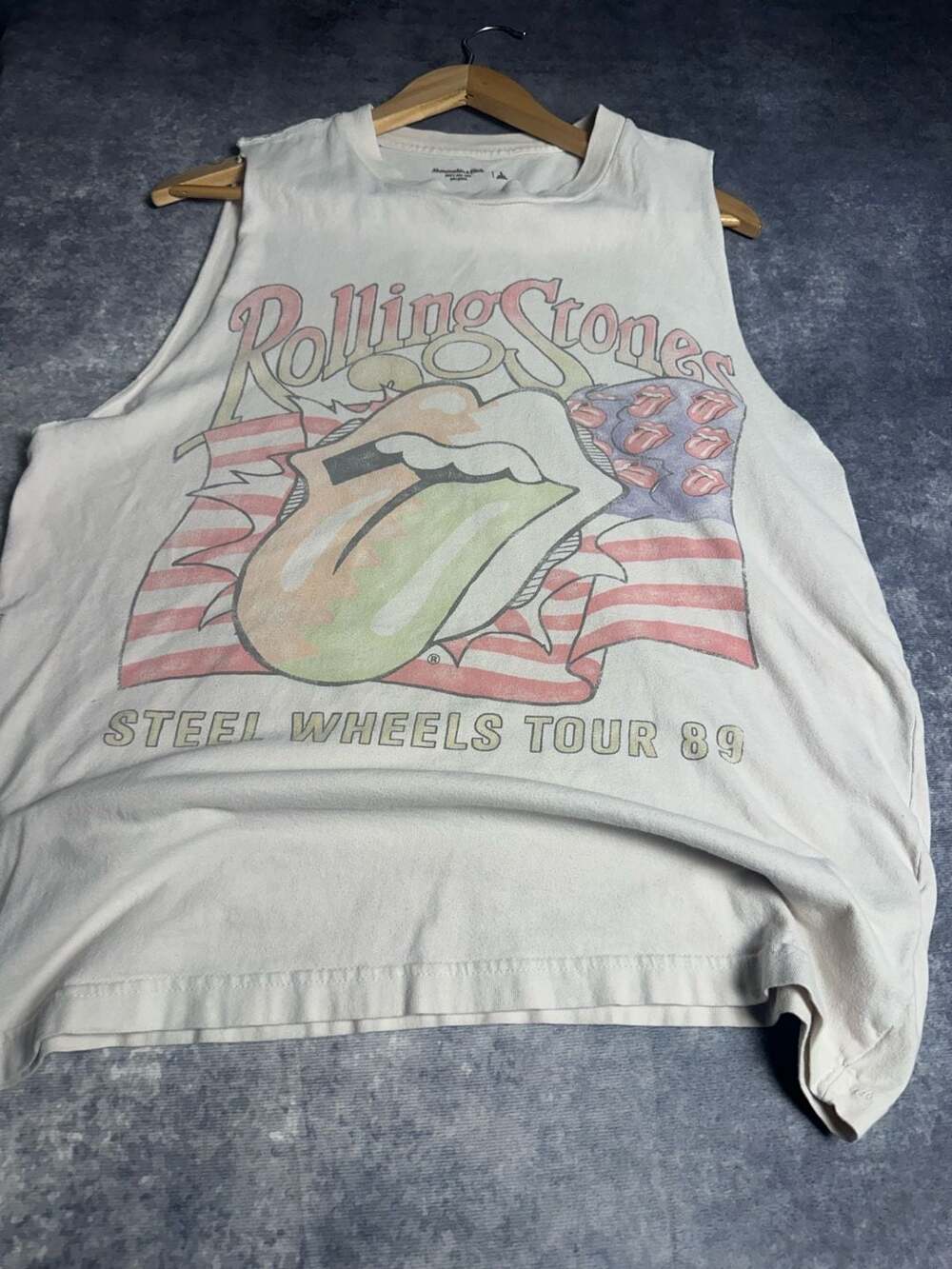 Abercrombie & Fitch Rolling Stones Steel Wheels Tour 89 Cut Off Tank Top